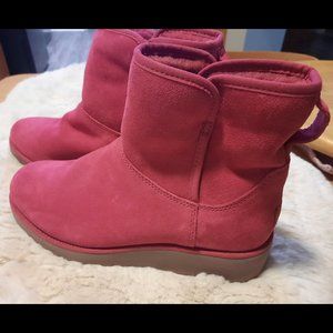Ugg Kristen Sheepskin Wedge Ankle Boots in Bright Pink